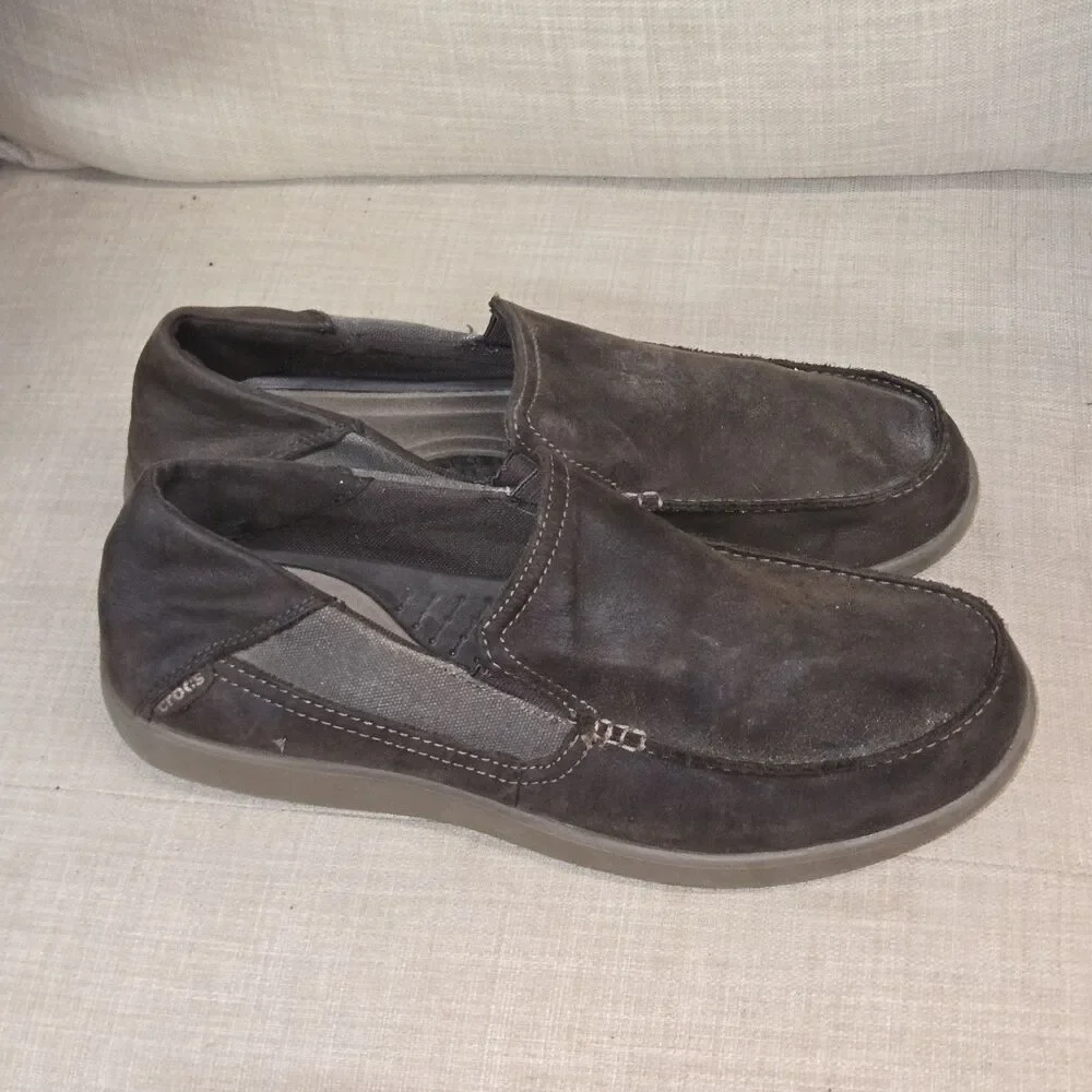 Crocs Canvas Santa Cruz Loafers Slip On Shoes Mens Size  12 Brown